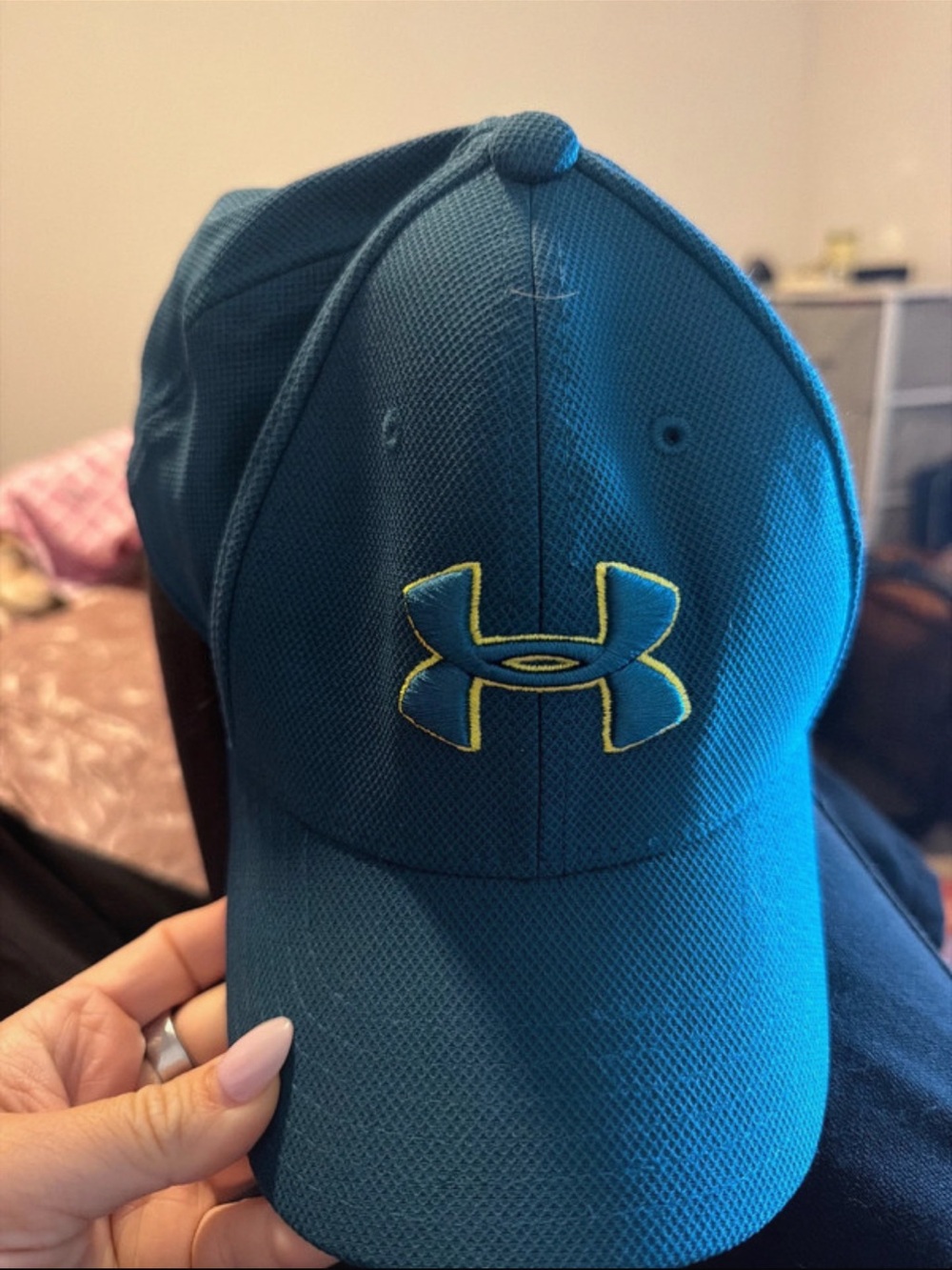 Under Armour Kids Teal Hat with Yellow-Trim Logo
